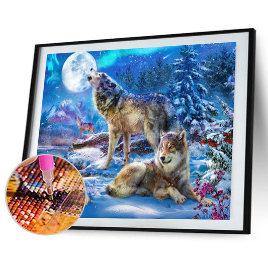 Wolf In The Snow - Full Round Drill Diamond Painting 40*30CM