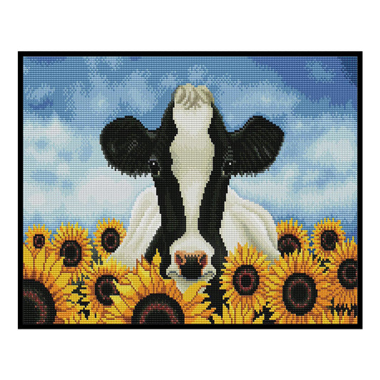 Sunflowers And Cows - 11CT Stamped Cross Stitch 50*40CM