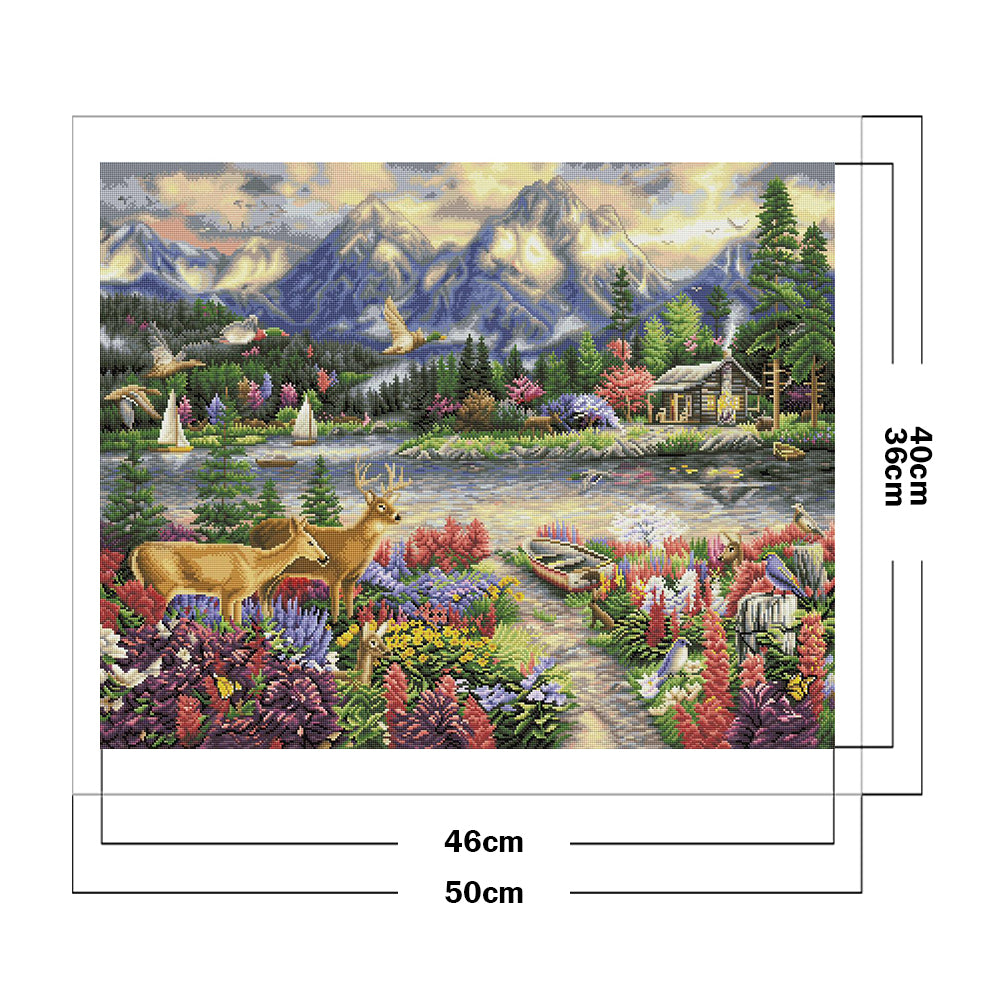 Deer Bathing In The Sun - 11CT Stamped Cross Stitch 50*40CM