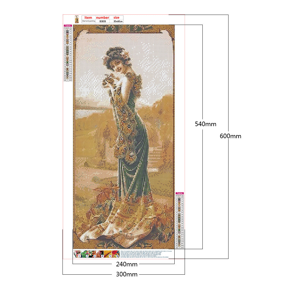 Retro Woman - Full Round Drill Diamond Painting 30*60CM