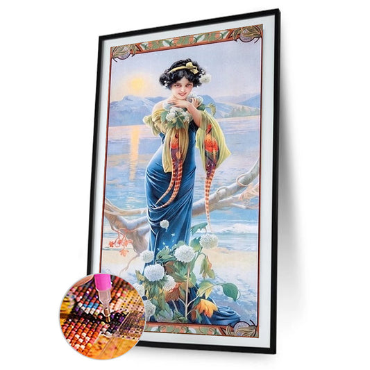 Retro Woman - Full Round Drill Diamond Painting 30*60CM