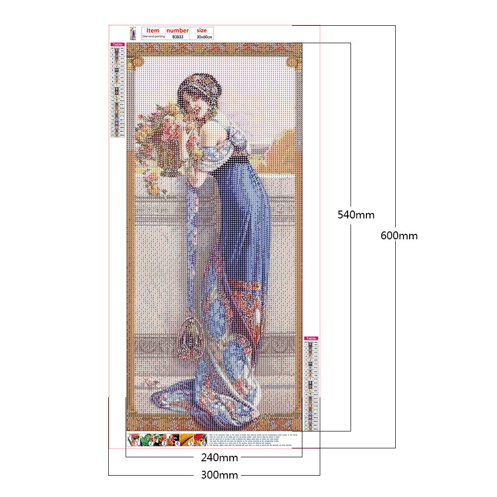 Retro Woman - Full Round Drill Diamond Painting 30*60CM