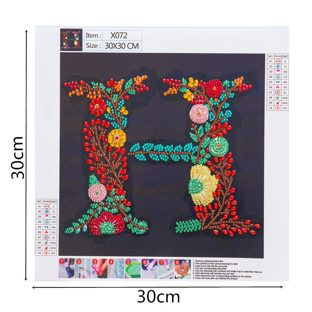 Embroidered Letters - Special Shaped Drill Diamond Paiting 30*30CM