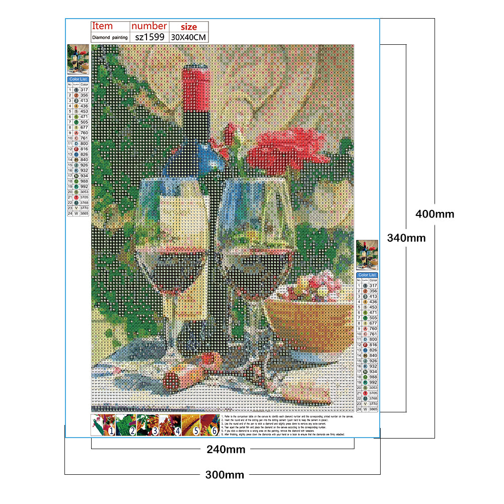 Wine - Full Round Drill Diamond Painting 30*40CM