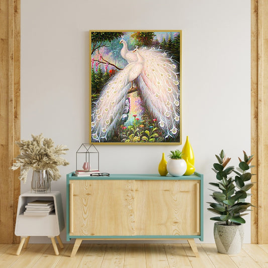 White Peacock - Full Square Drill Diamond Painting 50*60CM