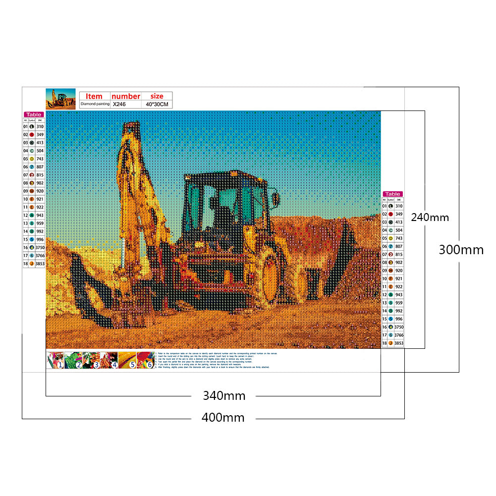 Excavator - Full Round Drill Diamond Painting 40*30CM