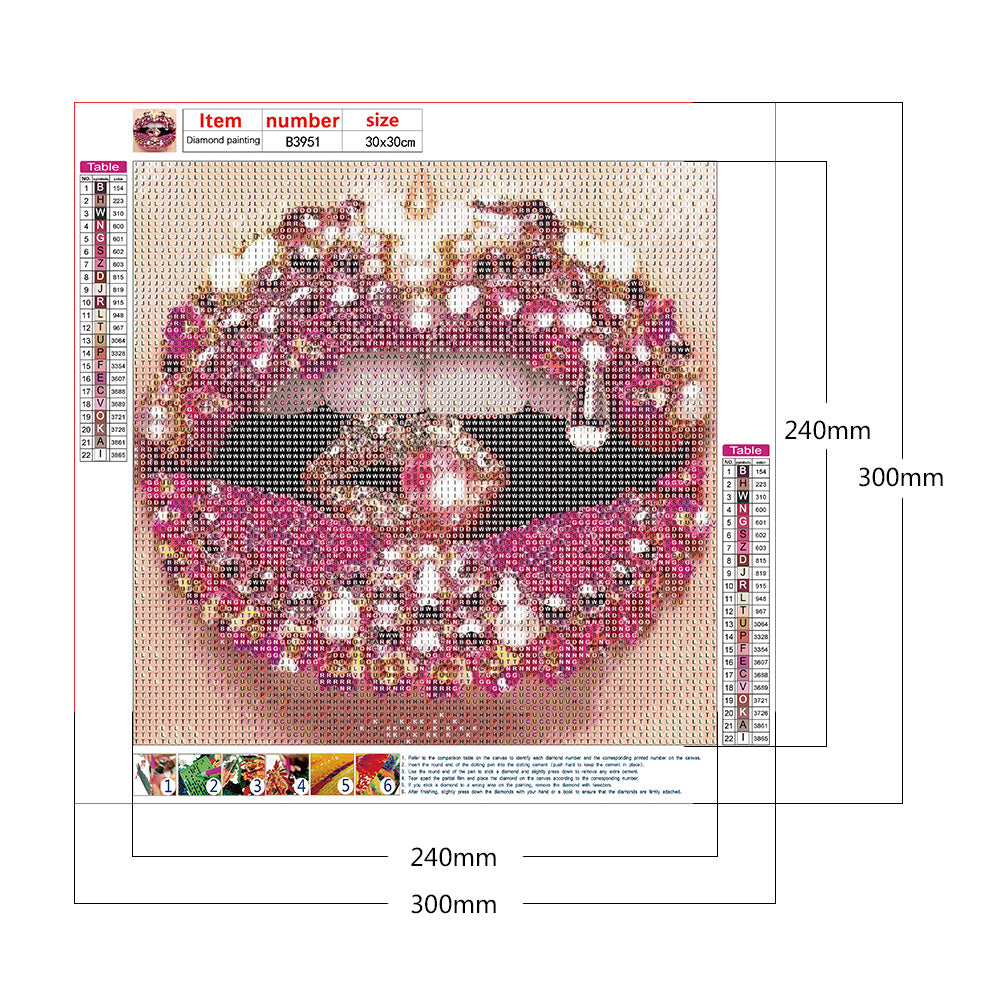 Lips - Full Round Drill Diamond Painting 30*30CM