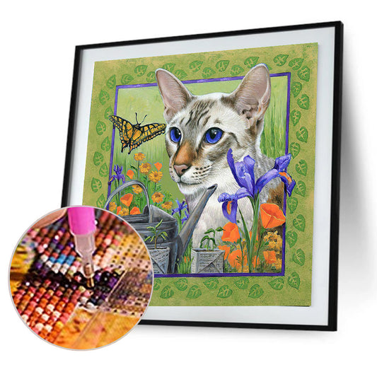 Cat - Full Round Drill Diamond Painting 30*30CM