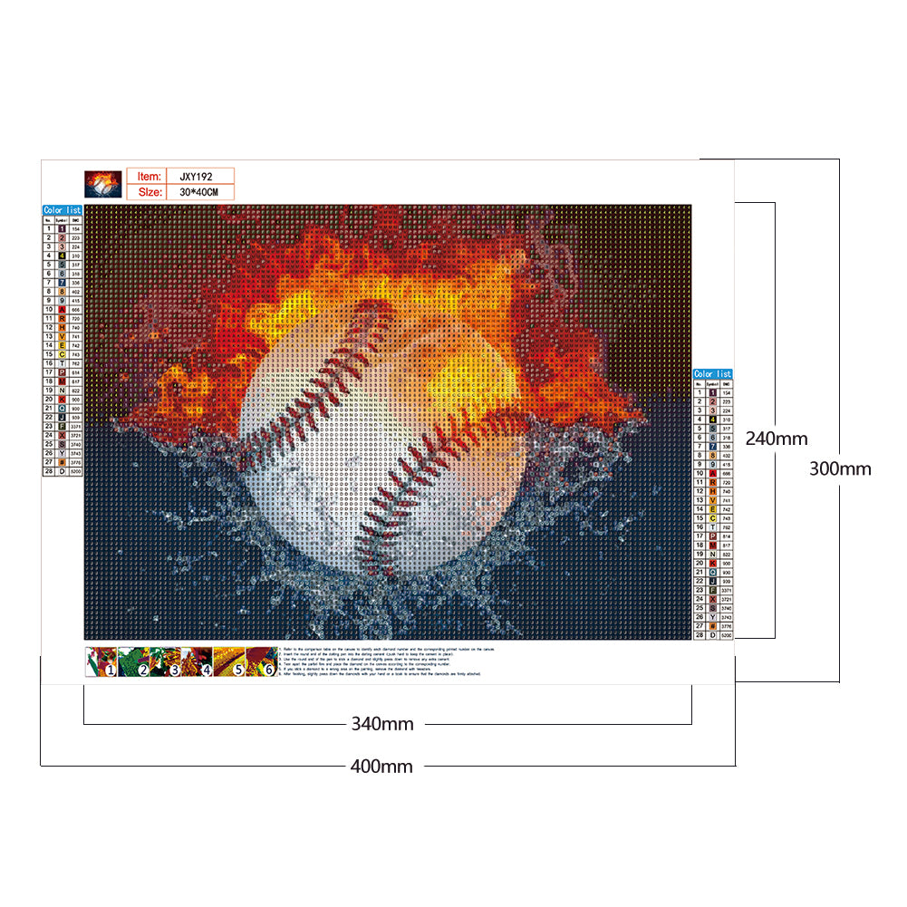 Heat Baseball - Full Round Drill Diamond Painting 40*30CM