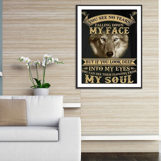 Wolf Calligraphy 40*50CM(Canvas) Full Round Drill Diamond Painting