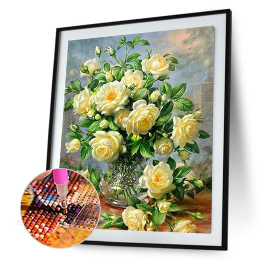 Vase 30*40CM(Canvas) Full Round Drill Diamond Painting