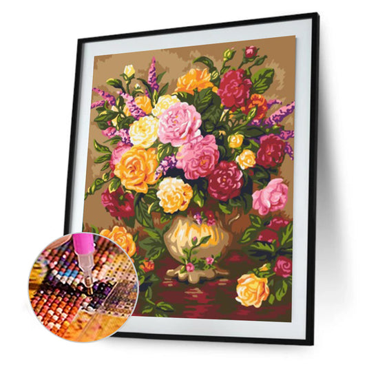 Vase 30*40CM(Canvas) Full Round Drill Diamond Painting