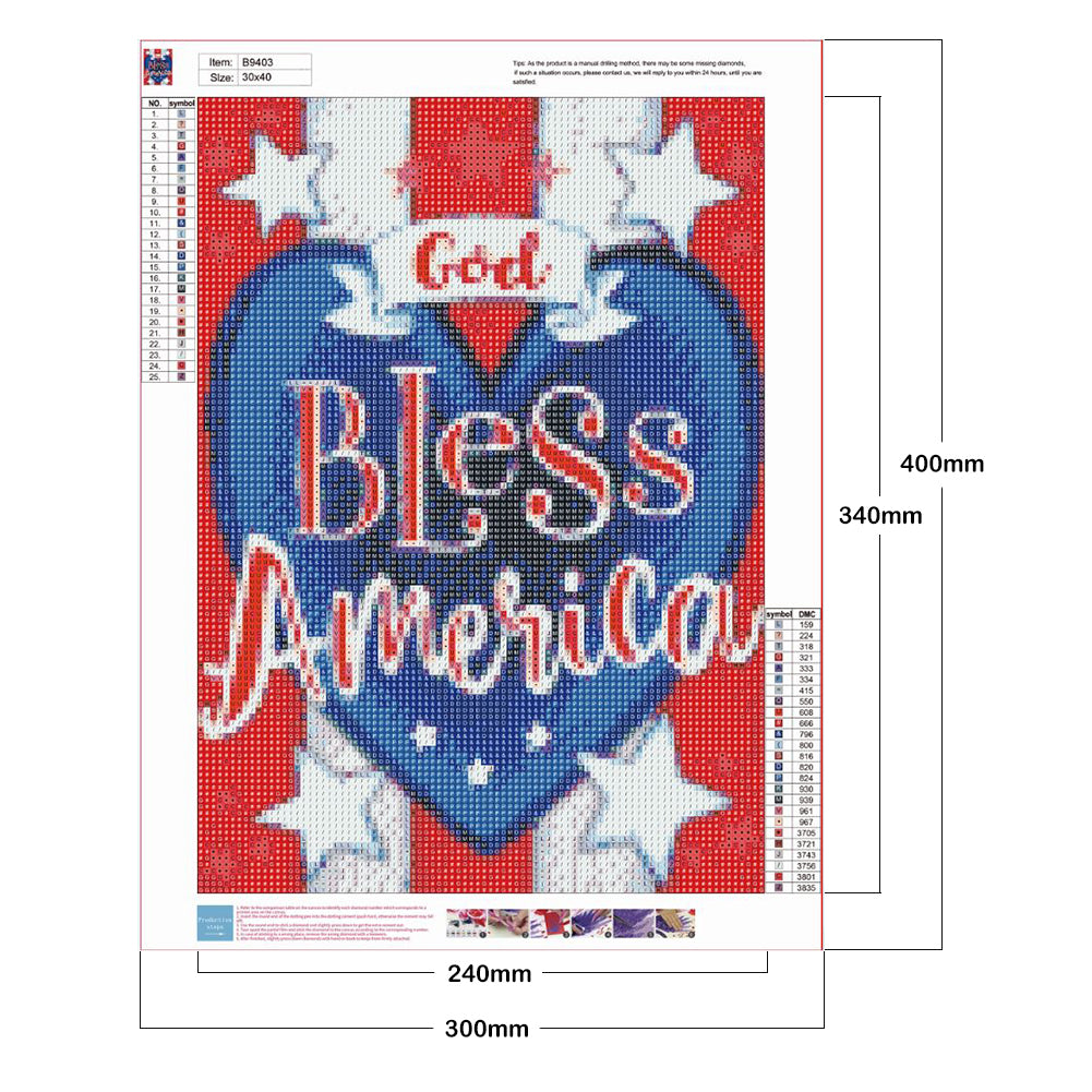 American Love Text 30*40CM(Canvas) Full Round Drill Diamond Painting