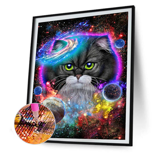 Cat In The Universe 30*40CM(Canvas) Full Round Drill Diamond Painting