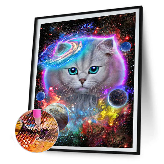 Cat In The Universe 30*40CM(Canvas) Full Round Drill Diamond Painting