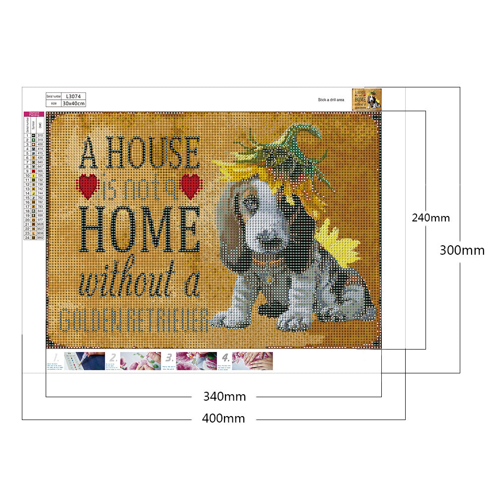 Dog English 40*30CM(Canvas) Full Round Drill Diamond Painting