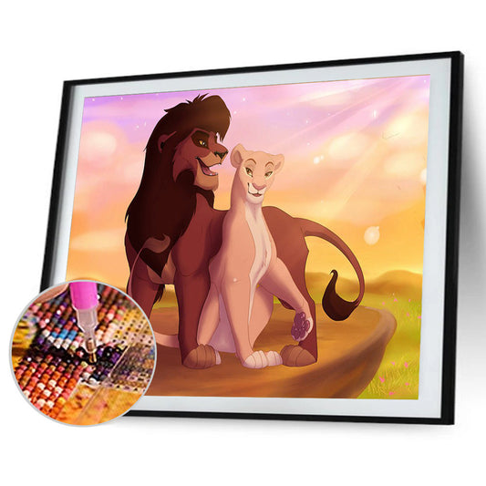 Lion King 50*40CM(Canvas) Full Round Drill Diamond Painting