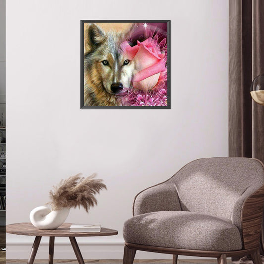 Wolf And Flower 30*30CM(Canvas) Full Round Drill Diamond Painting