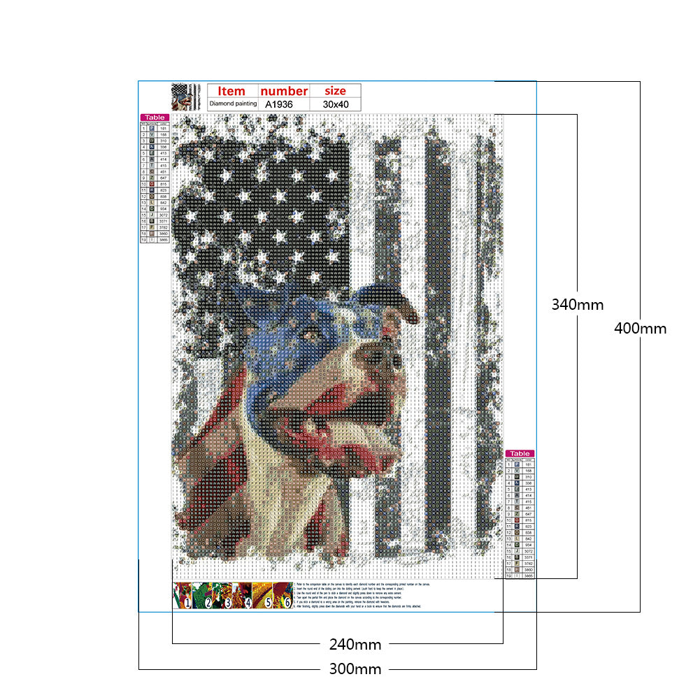 Flag Dog 30*40CM(Canvas) Full Round Drill Diamond Painting