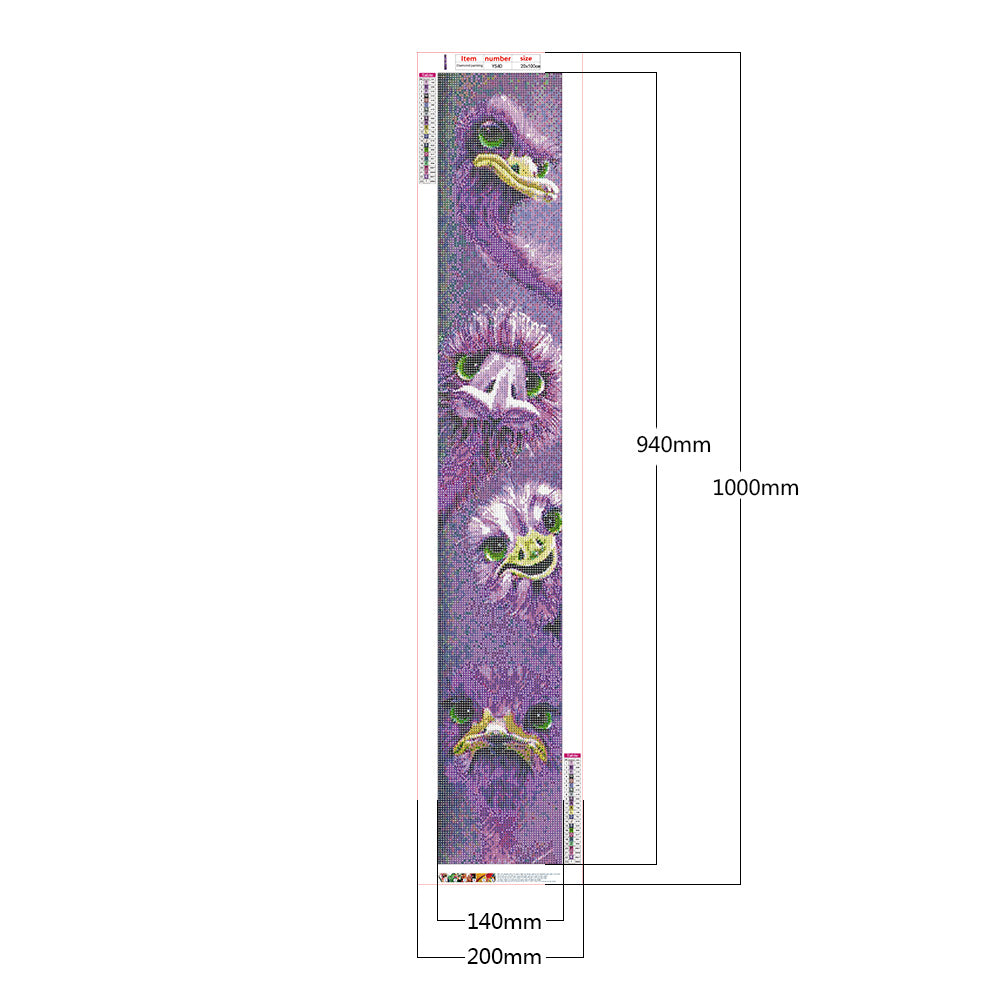 Ostrich 20*100CM(Canvas) Full Round Drill Diamond Painting