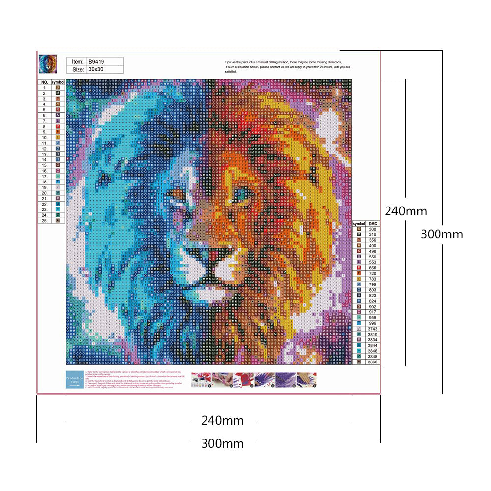 Lion 30*30CM(Canvas) Full Round Drill Diamond Painting
