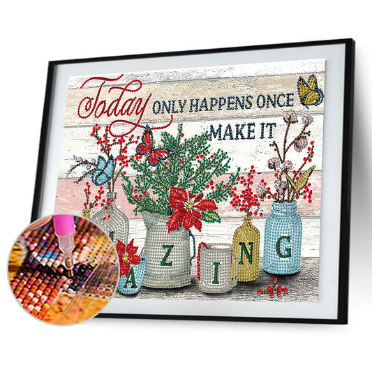 English 40*30CM(Canvas) Special Shaped Drill Diamond Paiting