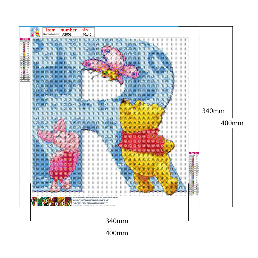 Pooh Letter R 40*40CM(Canvas) Full Round Drill Diamond Painting