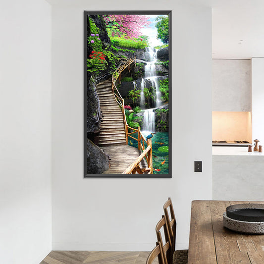 High Mountains And Flowing Water 40*80CM(Canvas) Full Square Drill Diamond Painting