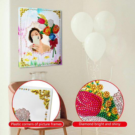 Flowers Makeup Mirror Diamond Painting DIY Mosaic Craft Compact Mirrors