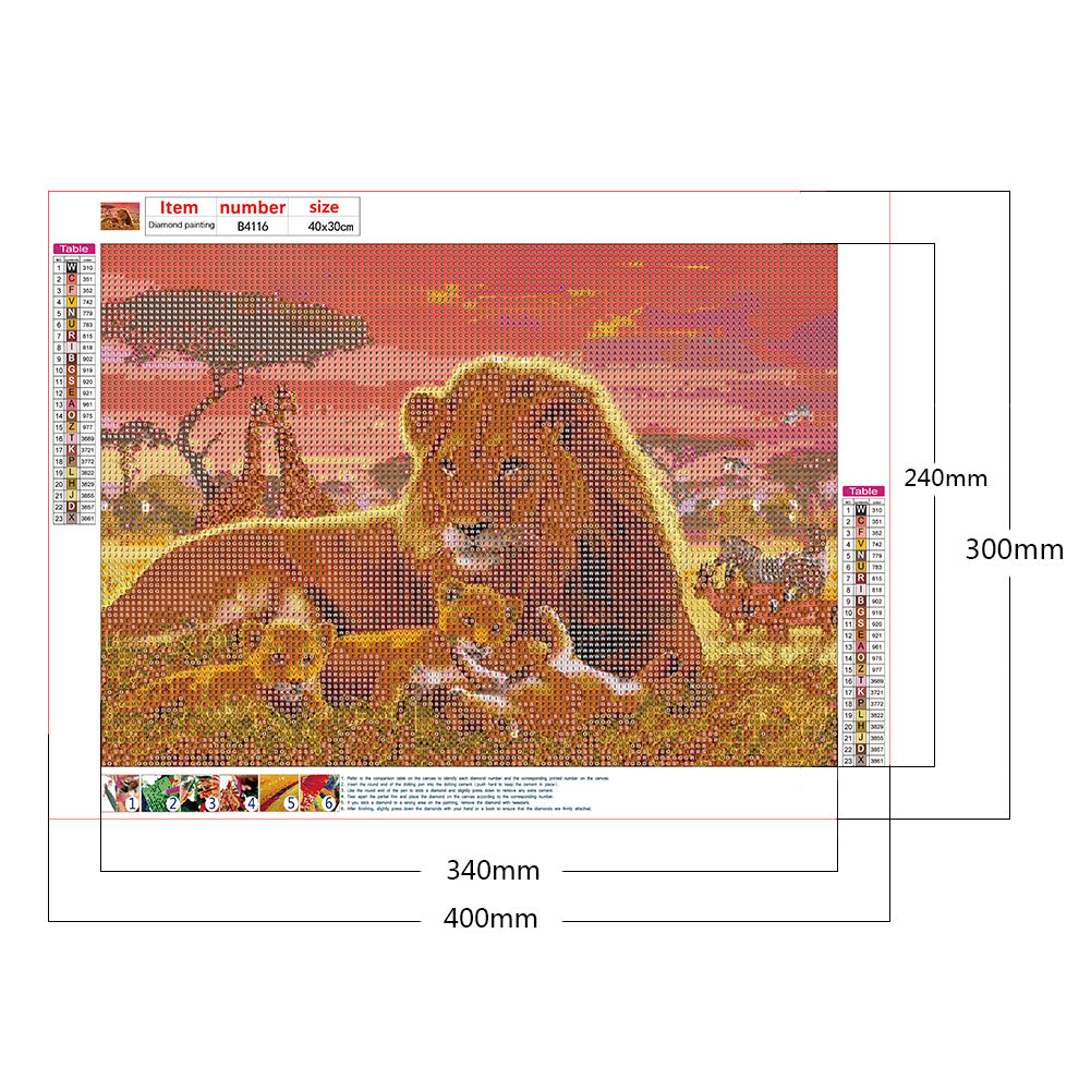 Lion 40*30CM(Canvas) Full Round Drill Diamond Painting