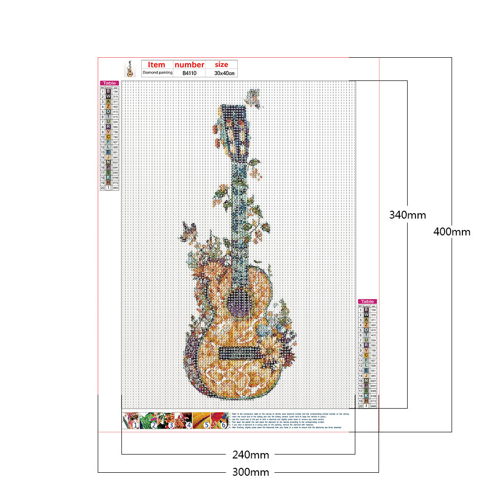 Guitar 30*40CM(Canvas) Full Round Drill Diamond Painting