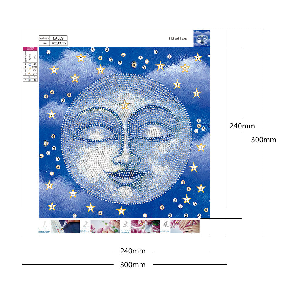 Moon 30*30CM(Canvas) Special Shaped Drill Diamond Paiting