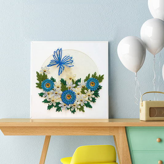 Blue Flower Butterfly - Special Shaped Drill Diamond Paiting 30*30CM