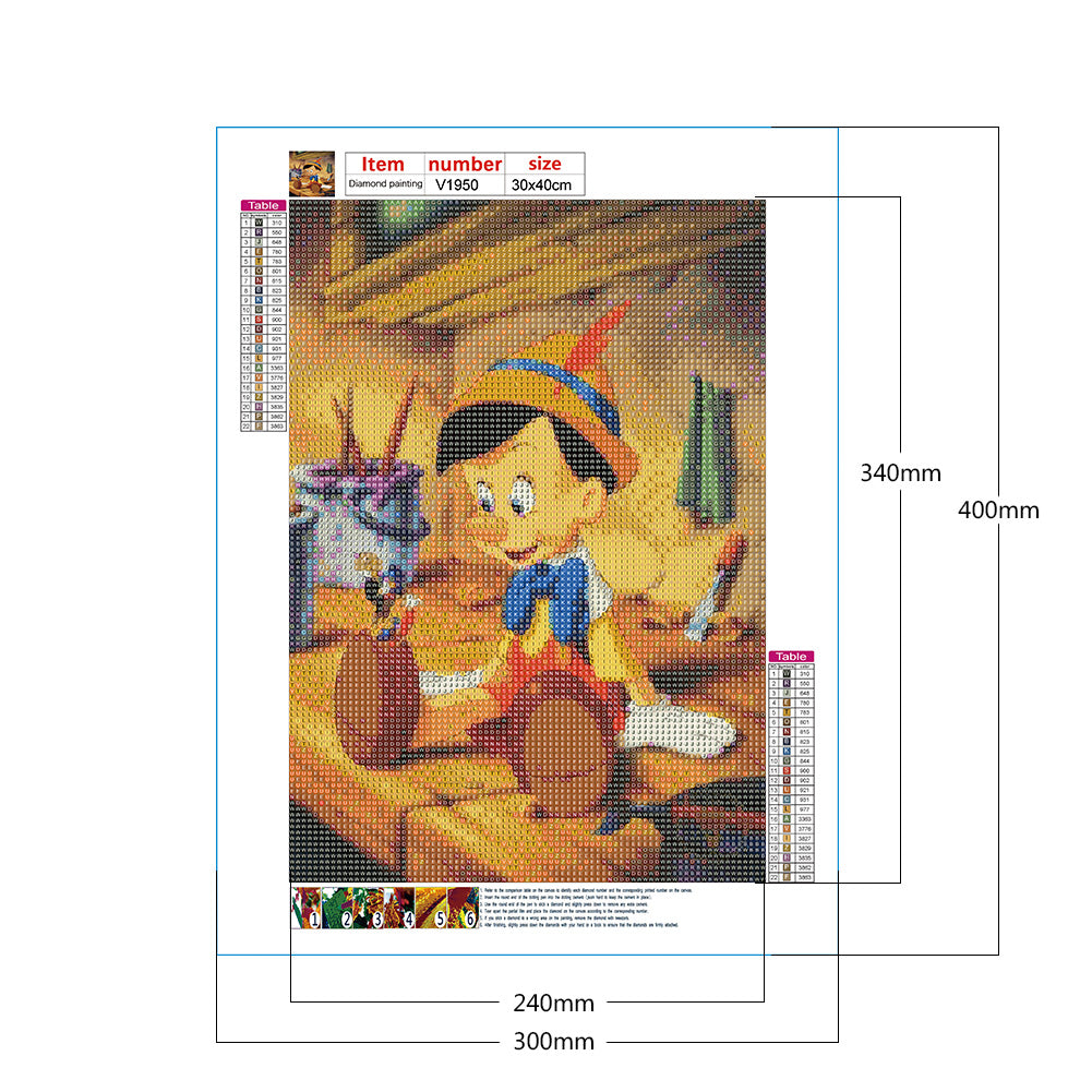 Pinocchio - Full Round Drill Diamond Painting 30*40CM