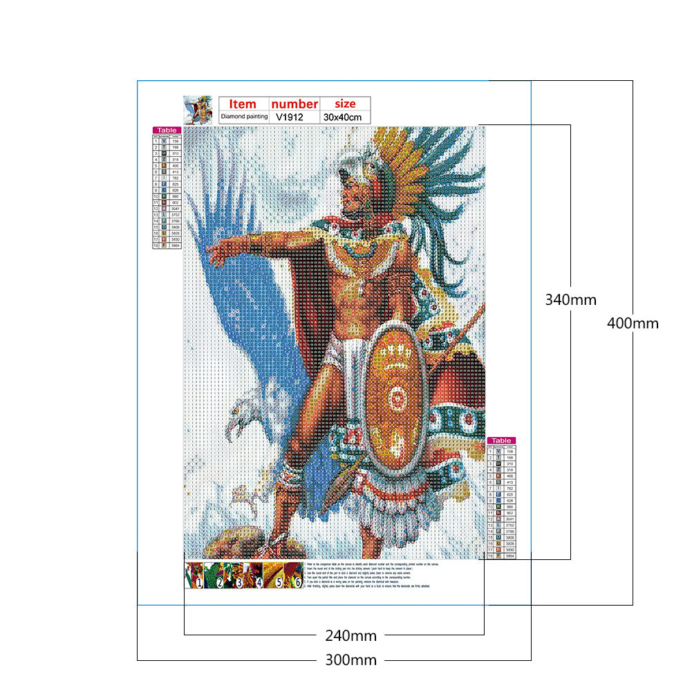 Aztec Warriors - Full Round Drill Diamond Painting 30*40CM