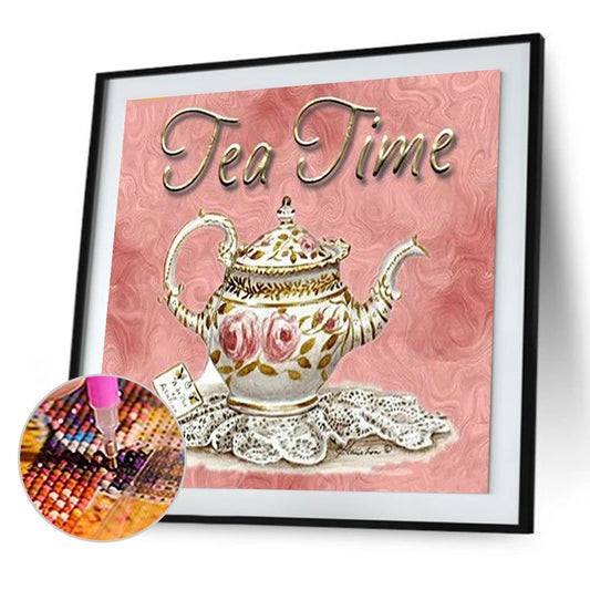 Tea Set In English - Full Square Drill Diamond Painting 40*40CM