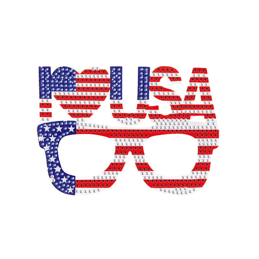 Diamond Painting 5D DIY Cute Funny Toy Glasses Frame Independence Day Decor