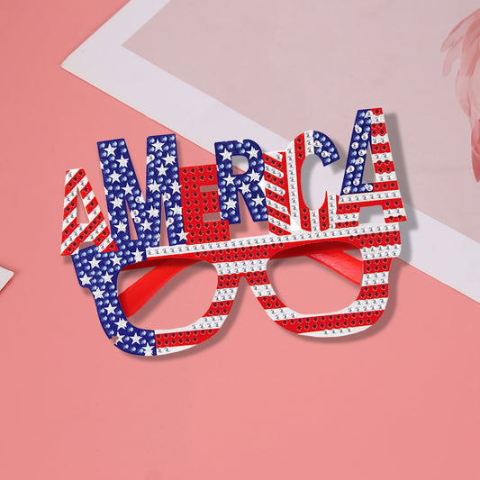 Diamond Painting 5D DIY Cute Funny Toy Glasses Frame Independence Day Decor