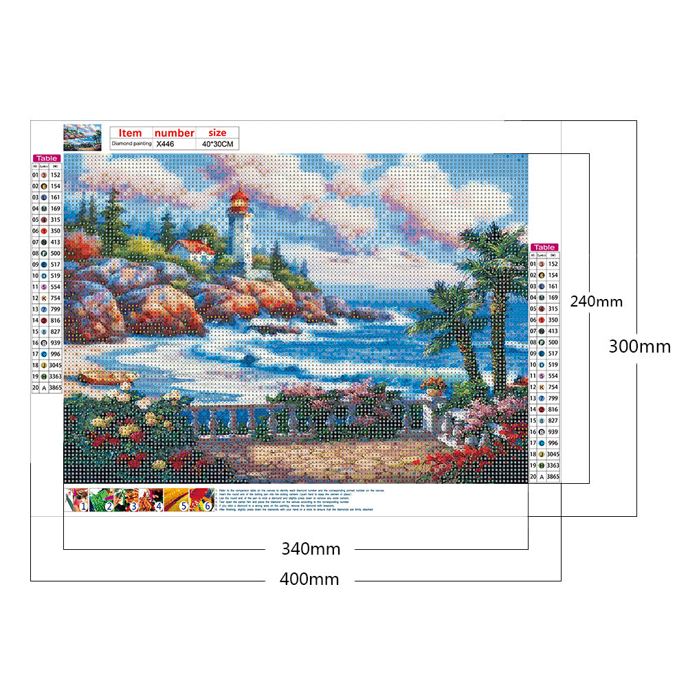 Beach Scenery - Full Round Drill Diamond Painting 40*30CM