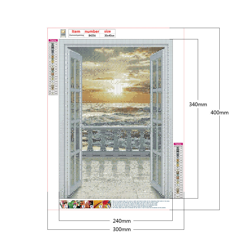 Balcony Sea View - Full Round Drill Diamond Painting 30*40CM