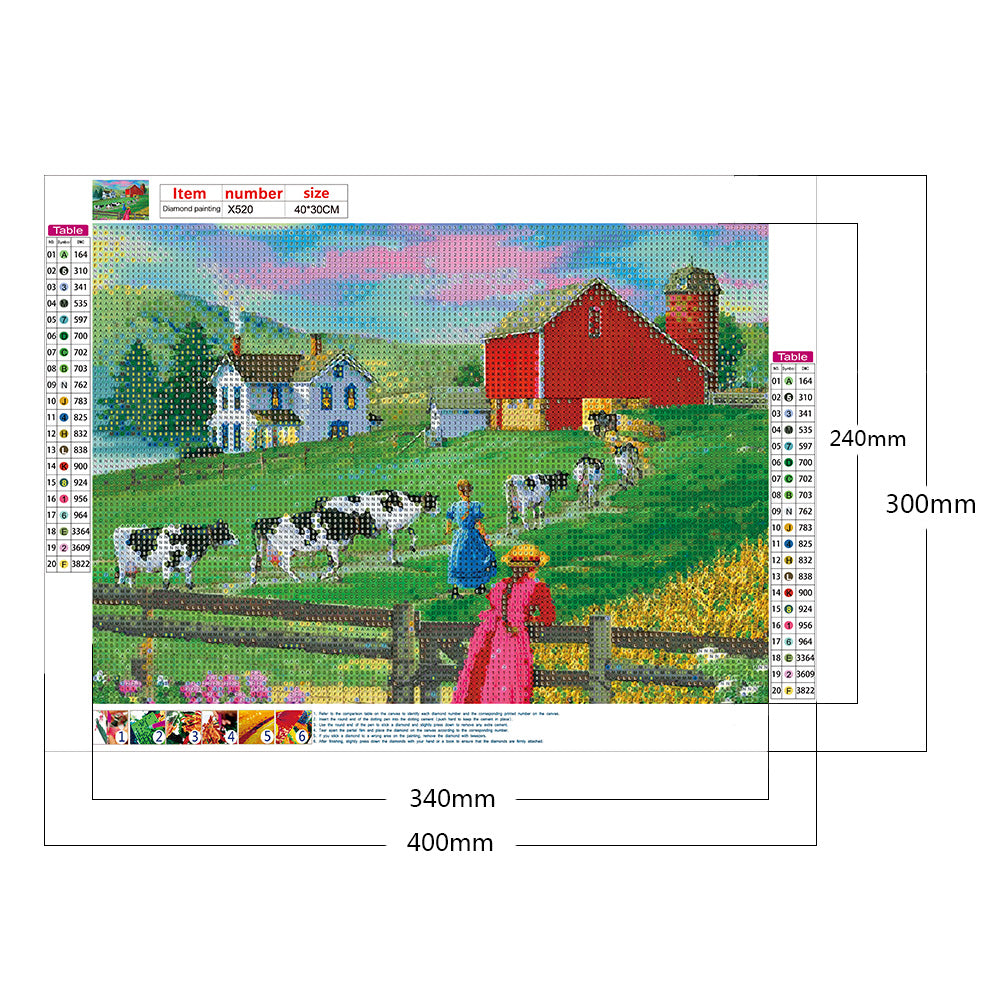 Manor Farm - Full Round Drill Diamond Painting 40*30CM