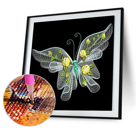 Embroidered Butterfly - Full Round Drill Diamond Painting 30*30CM