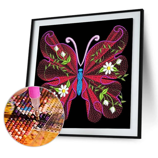 Embroidered Butterfly - Full Round Drill Diamond Painting 30*30CM