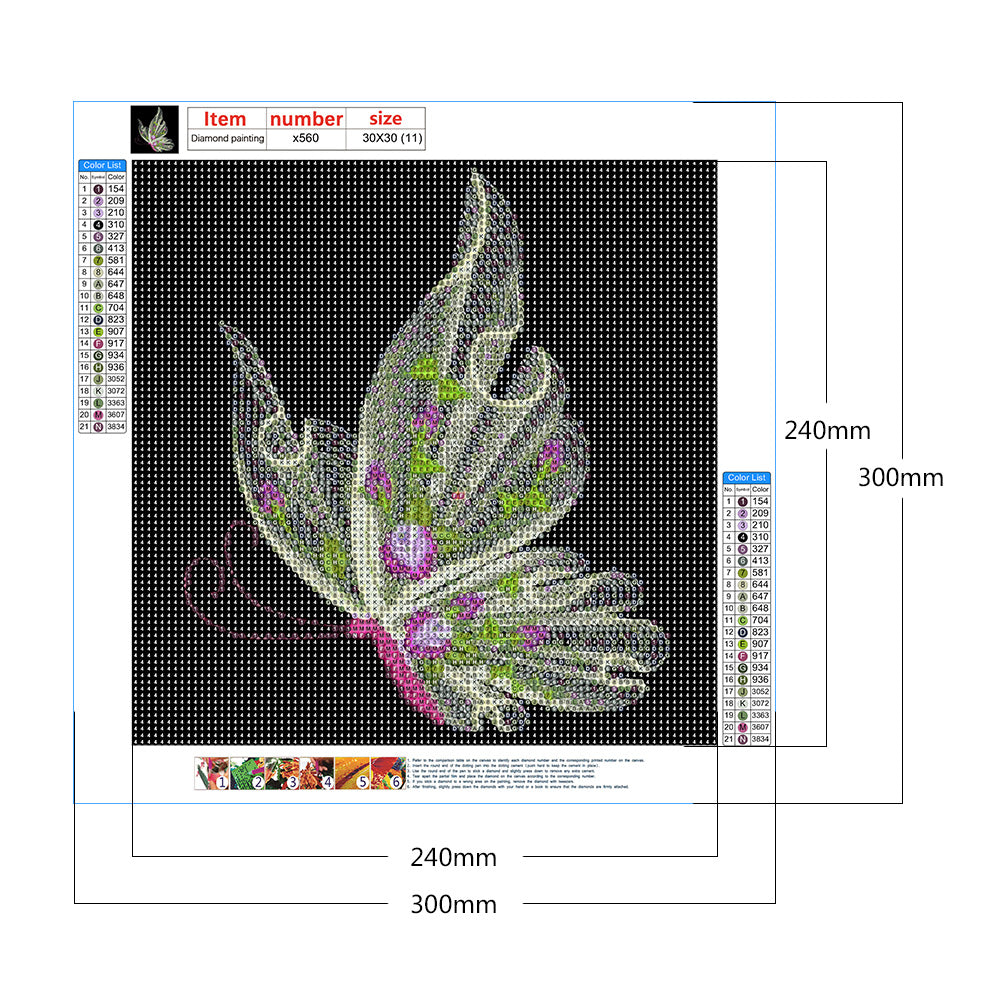 Embroidered Butterfly - Full Round Drill Diamond Painting 30*30CM