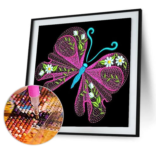 Embroidered Butterfly - Full Round Drill Diamond Painting 30*30CM
