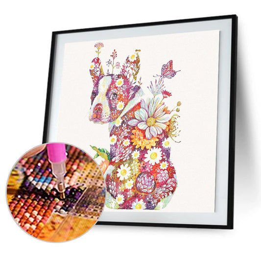 Flower Dog - Full Round Drill Diamond Painting 30*30CM