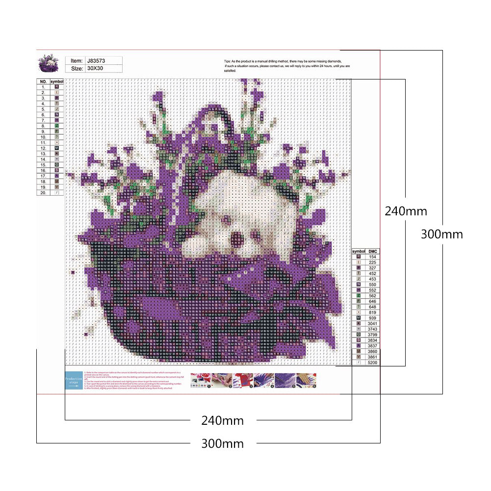 Flower Basket Puppy - Full Round Drill Diamond Painting 30*30CM