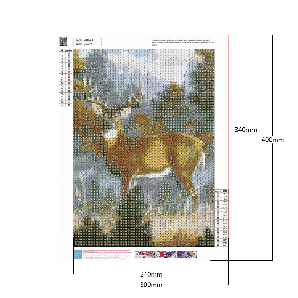 Deer - Full Round Drill Diamond Painting 30*40CM