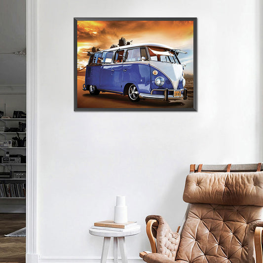 Blue Bus - Full Round Drill Diamond Painting 40*30CM
