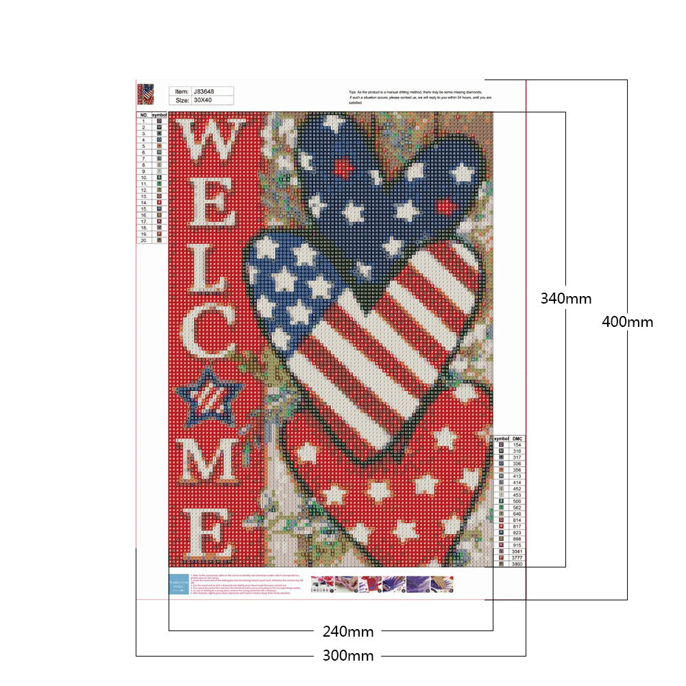 Flag Love - Full Round Drill Diamond Painting 30*40CM